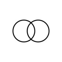 Simple overlapping circle lines creating a geometric venn diagram shape vector