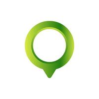 Green gradient location pin with circular center for maps and gps navigation icons vector