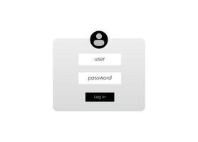Simple user login interface with icon and text fields for user and password entry vector