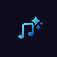 Blue music note icon with sparkles symbolizing harmony and joyful melody in simple design vector