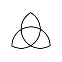 Simple black outline of a triquetra celtic knot symbol with clear edges vector