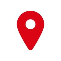 Red location pin icon indicating a specific point for maps and navigation vector