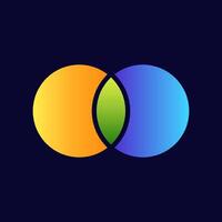 Abstract venn diagram with overlapping orange green blue circles vector