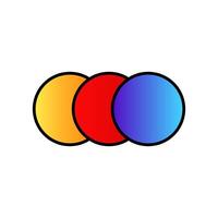 Overlapping circles in different bright colors with black outline vector