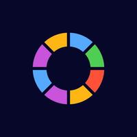 Colorful circular graphic with five segments and black central circle design elements vector