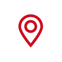 Red location marker icon representing a pin used for maps and navigation purposes vector