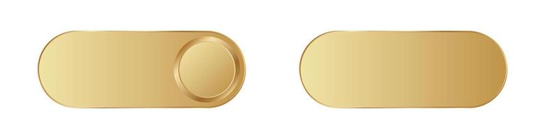 Golden toggle switches displayed in on and off positions for digital interfaces vector