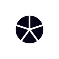 Simple black pie chart symbol with six equal segments in a circle shape vector