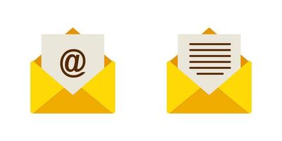 Yellow envelopes with email symbols and text indicating digital communication concept vector