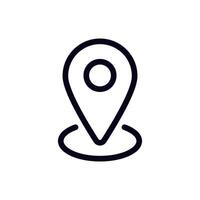 Simple pin location icon with circular base in minimalist design black and white art vector