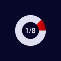 Circular progress indicator with one eighth section highlighted in red vector