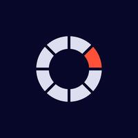 Circular loading icon with progress indicated by round segments and highlighted red section vector