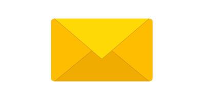 Bright yellow envelope icon with simple design for emails and messages vector