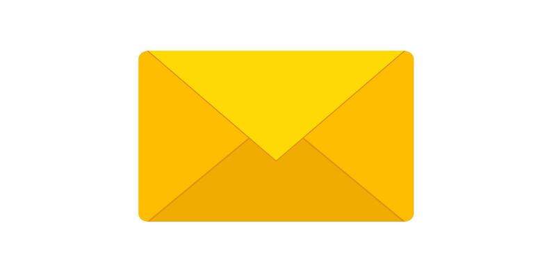 Bright yellow envelope icon with simple design for emails and messages