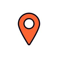 Bright orange location pin symbol for gps navigation and mapping vector