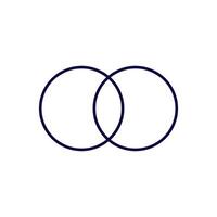 Simple overlapping circles symbolizing relationship and connection vector
