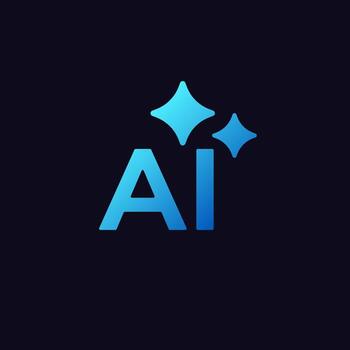 Ai letters in blue with sparkling stars creating a modern and digital visual representation vector