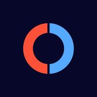 There is a red and blue circle prominently displayed on a dark blue background vector
