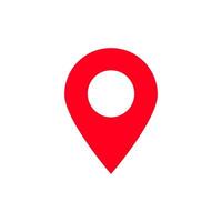 Red location marker pin icon symbolizing a specific position or place on a map application vector