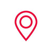 Red location pin icon indicating geographical position or map destination point vector