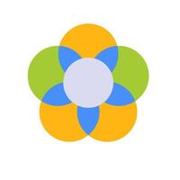 Vibrant flower inspired design with colorful petals arranged in a symmetrical pattern vector