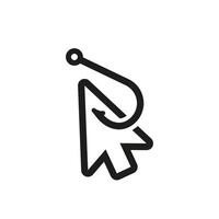 Simple black cursor icon with thin outline and pointed arrow design vector