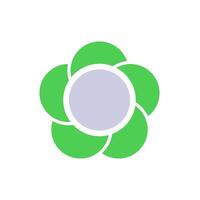 Minimalistic green flower emblem with central grey circle design vector