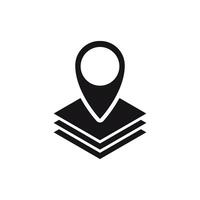 Location pin icon with map layers for gps and navigation apps vector