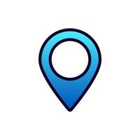 Blue location pin icon design highlighting navigation and map positioning in digital applications vector