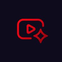 Red play button with sparkle icon signifying highlights or special features vector