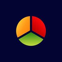 Colorful three-part circle diagram showing equal sections and vibrant contrasts in design vector