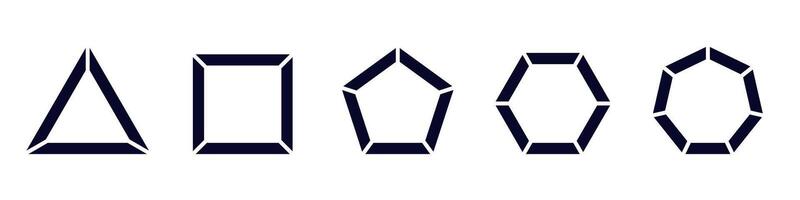 Geometric shapes collection. triangles, rectangles, pentagons, hexagons, octagons displayed vector
