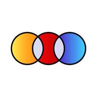 Three overlapping circles in bright colors create unique artistic pattern vector