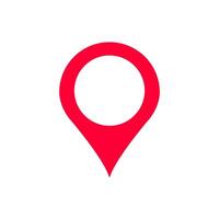 Bright red location pin icon with a simple rounded design for mapping apps vector