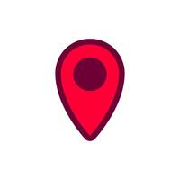 Bright red map pin icon for location and navigation on digital interfaces and applications vector