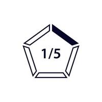 Pentagon geometric shape with graphic lines and a fraction symbol in the center vector