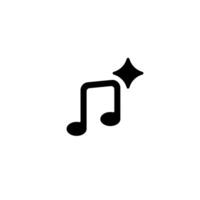 Simple icon of musical note with small star design above in black and white illustration vector