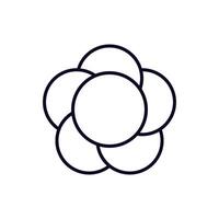 Simple black line drawing of interlocking circular shapes in minimalist floral arrangement vector