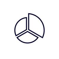 Simple circle divided into three parts with bold lines in minimalist black and white design vector