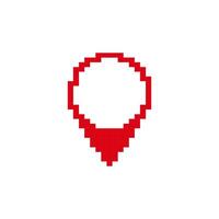 Pixel art red location pin symbol with a retro game style design vector