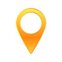 Bright yellow location pin with a circular hole in its center for maps and navigation apps vector