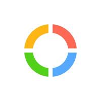 Colorful circular diagram divided into four equal sections displays bright simple design vector