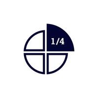 Simple quarter fraction icon with circular graph design indicating a portion vector