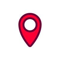 Red and pink location symbol with a pin shape for maps and navigation vector
