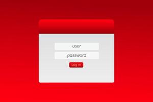 Simple computer login interface with username and password entry fields for secure access vector