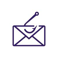 Email notification icon with envelope and bell in a simple graphic style vector
