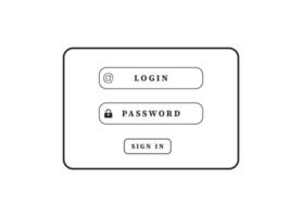 Simple user login page with username and password input fields for secure access vector