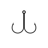 Double fishing hook with sharp metallic barbs for efficient bait attachment and secure catch vector