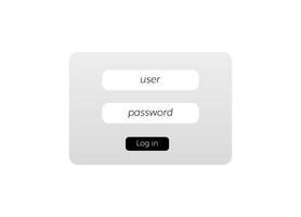 A white login page with buttons for user and password vector