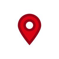Red location pin icon with a circular design and simple geometric shape for maps and navigation vector